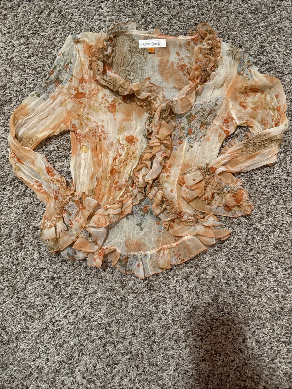 Vintage Cover Charge Floral Beaded Blouse
